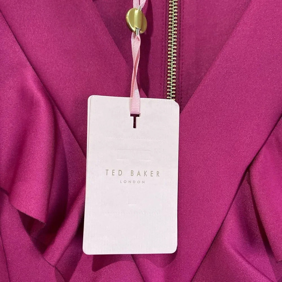 NWT TED BAKER Alair Ruffle Peplum Bodycon Dress Hot Pink Size 3 US Size 8 - Picture 6 of 10